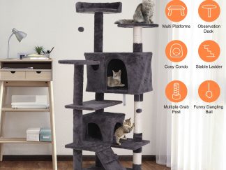 54-Inch Sturdy Cat Tree Tower – Large Multi-Level Activity Center with Scratching Posts & Condo House for Indoor Cats