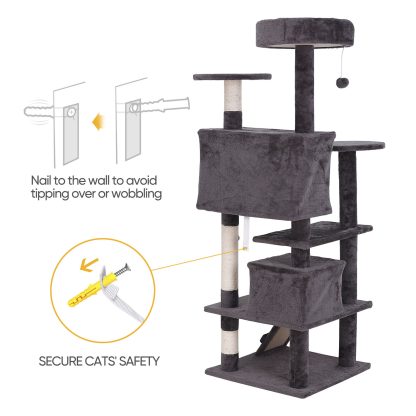54-Inch Sturdy Cat Tree Tower – Large Multi-Level Activity Center with Scratching Posts & Condo House for Indoor Cats - Image 5