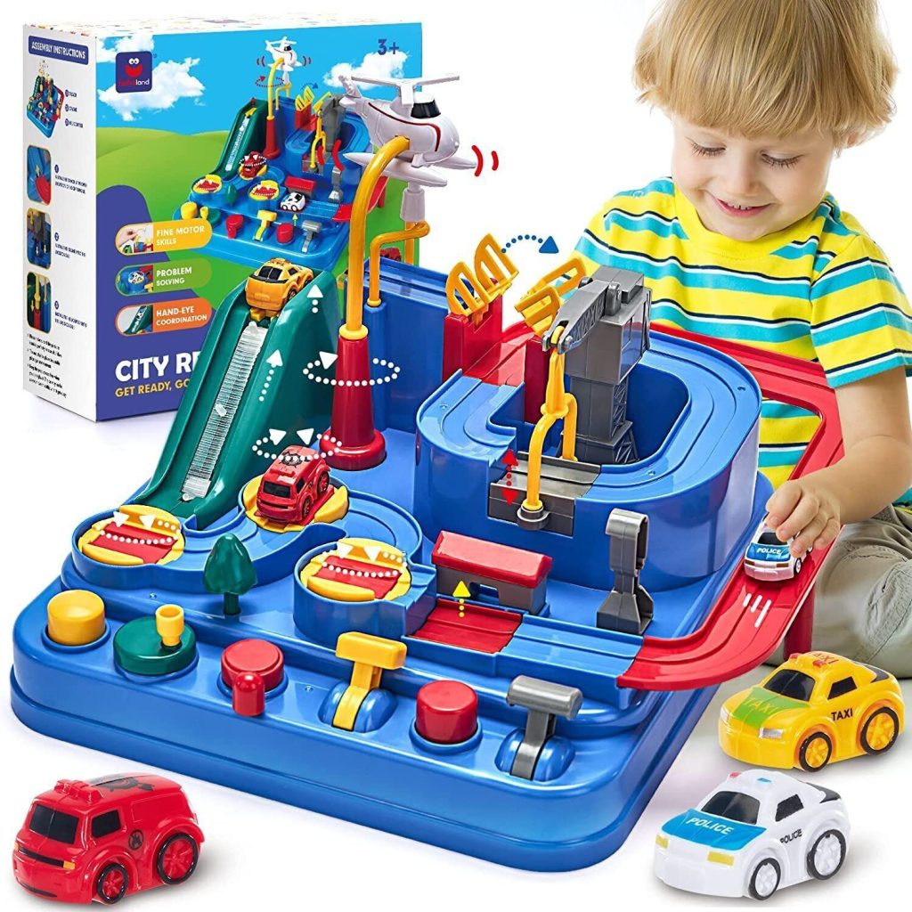 Magnetic Car & Airplane Track Toy for Boys Age 3-8 – Ambulance Vehicle Playset Gift