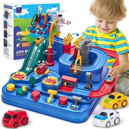 Magnetic Car & Airplane Track Toy for Boys Age 3-8 – Ambulance Vehicle Playset Gift
